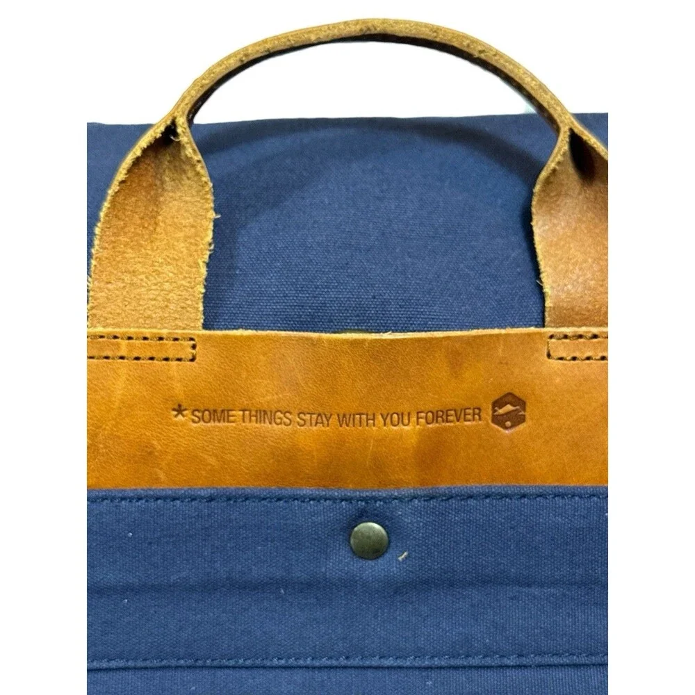 Ideal & Co Heritage Handmade Alcaide Messenger Bag Backpack Navy Canvas Leather